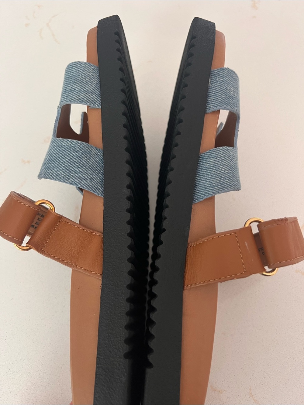 Steve Madden Mayven Denim & Tan Slide Sandals - Picture 6 of 9